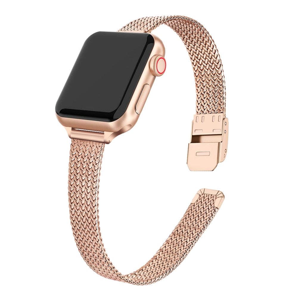 Extra-schmales Milanaise Armband aus Edelstahl - Rosegold / 38 mm - Apple Watch Armband