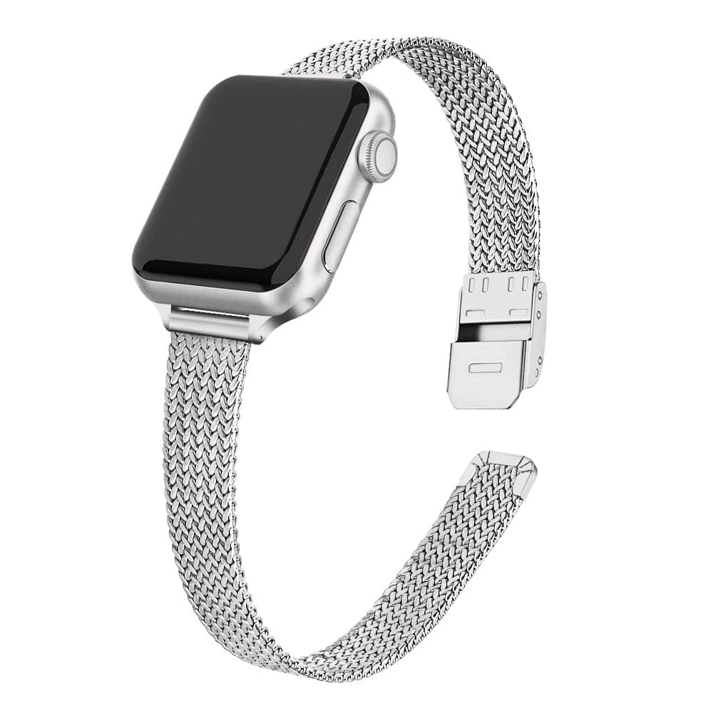 Extra-schmales Milanaise Armband aus Edelstahl - Silber / 38 mm - Apple Watch Armband